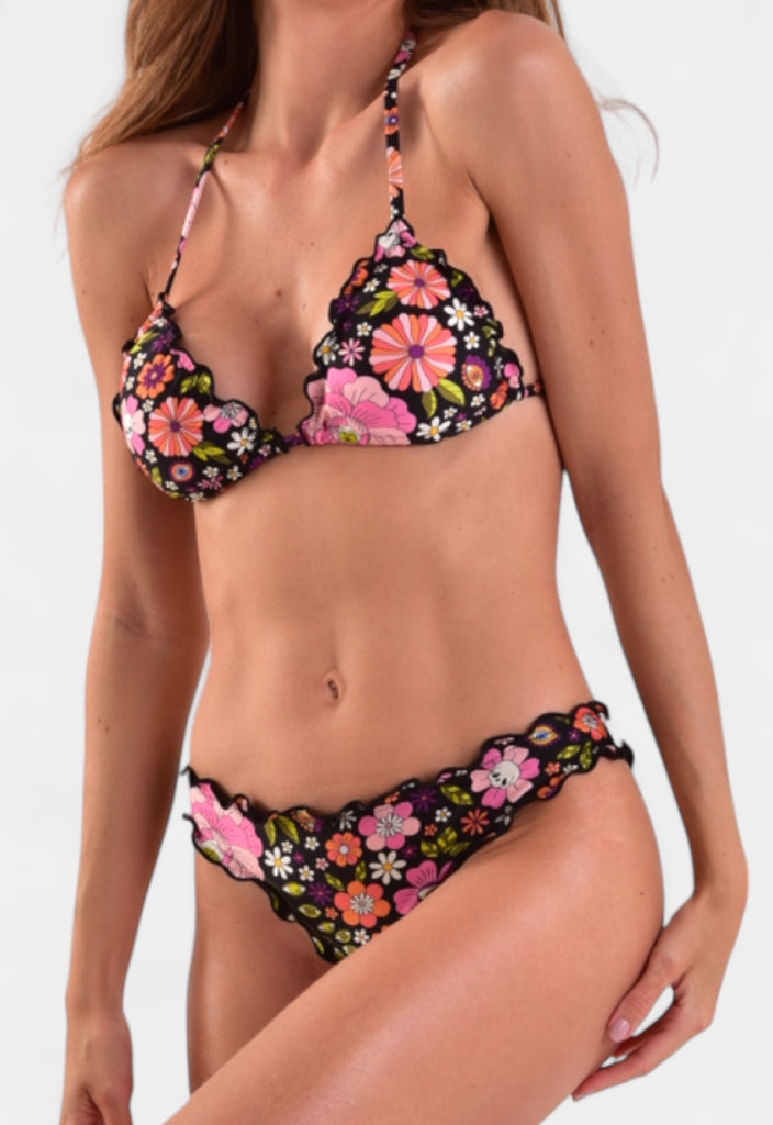 AB Beachwear Baly Bikini Ripple Black Flower