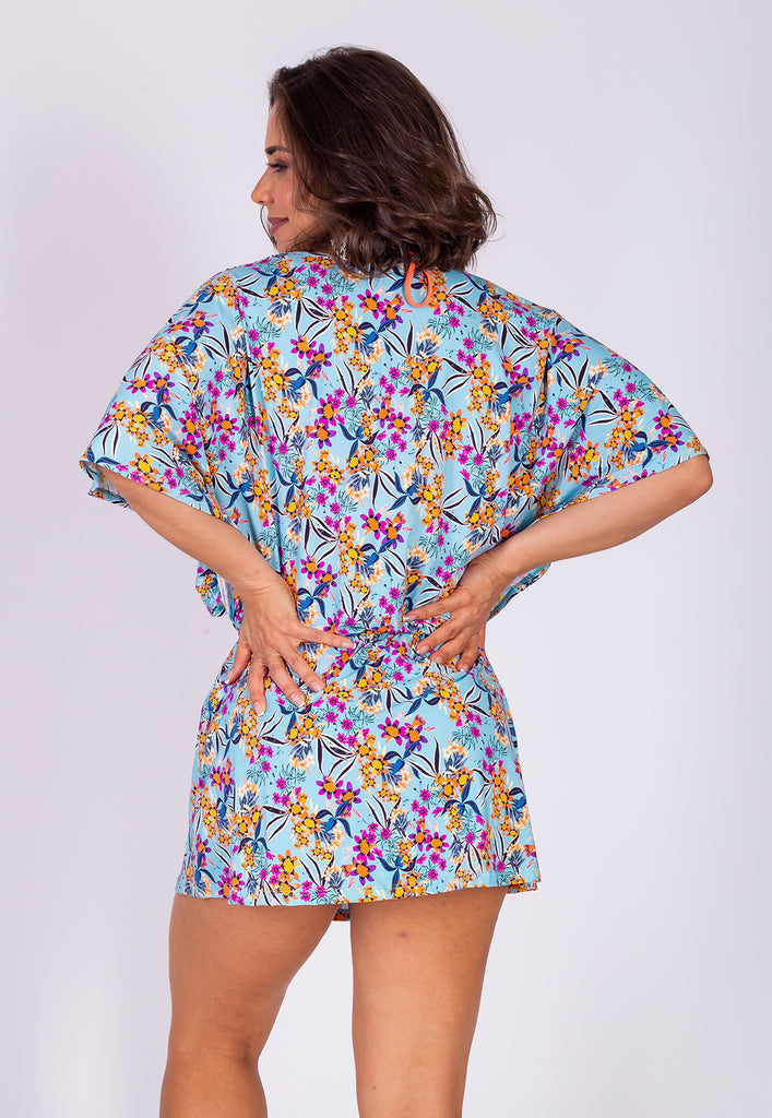 AB Beachwear Bio Cover Up Kaftan Copacabana Floral Blue Print