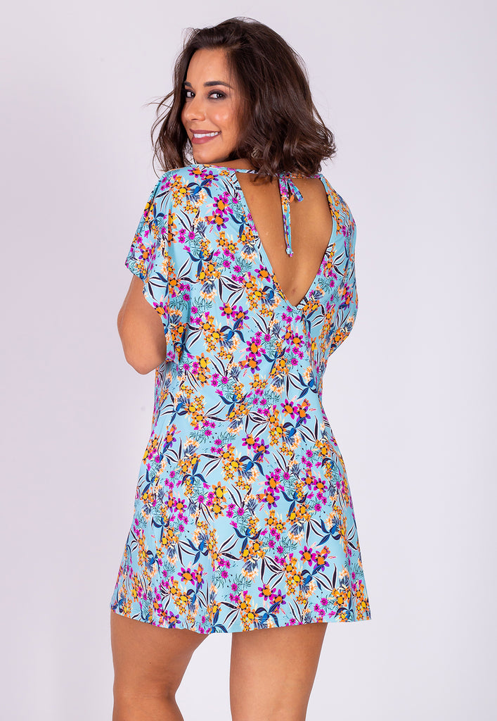 AB Beachwear Bio Cover Up Ipanema Floral Blue Print