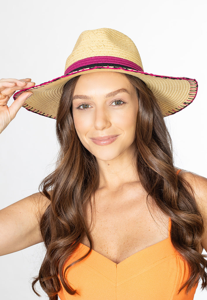 AB Beachwear Eco Hat UV50+ Black & Purple Embroidery