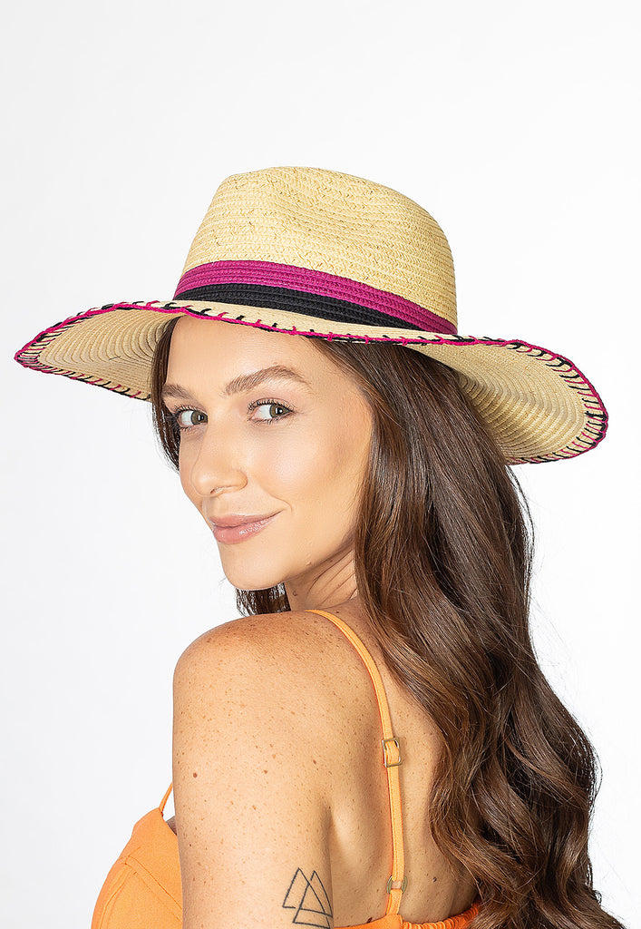 AB Beachwear Eco Hat UV50+ Black & Purple Embroidery