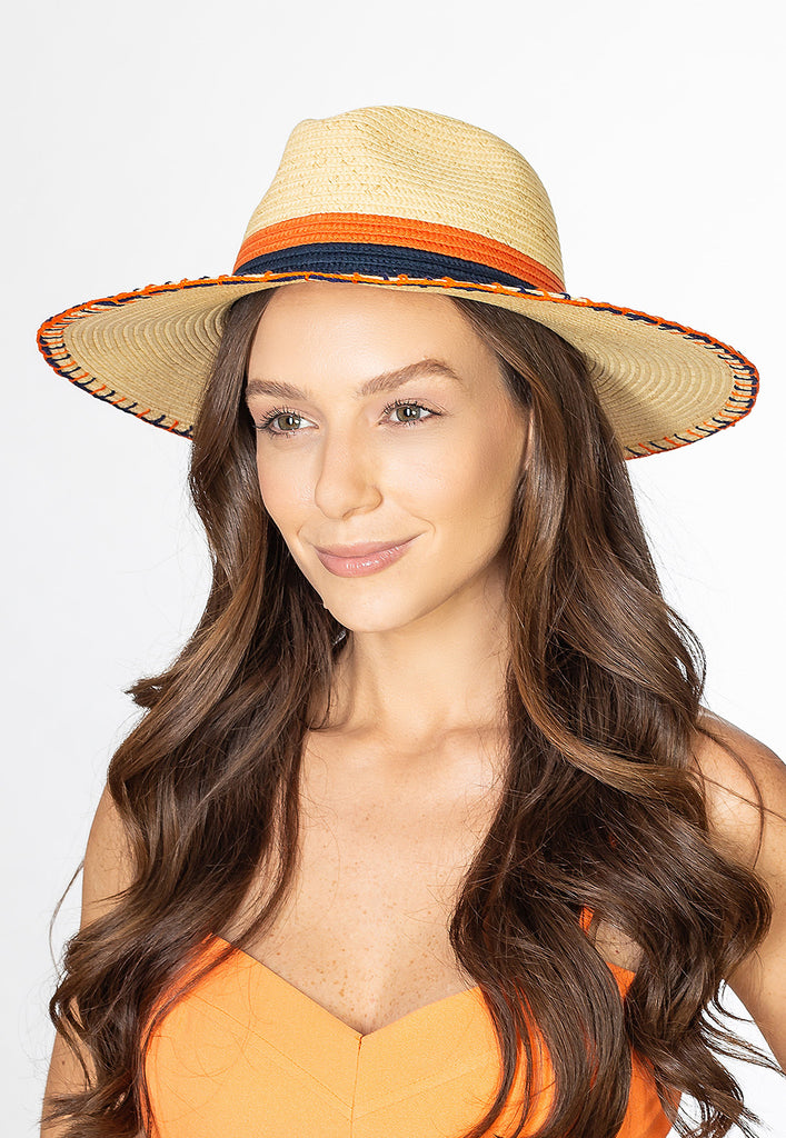 AB Beachwear Eco Hat UV50+ Blue & Orange Embroidery