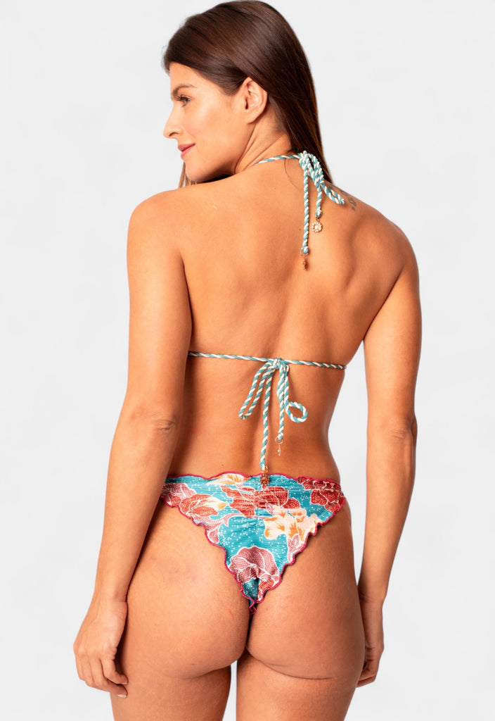 AB Beachwear Baly Bikini Triangle Ripple Flower Blue