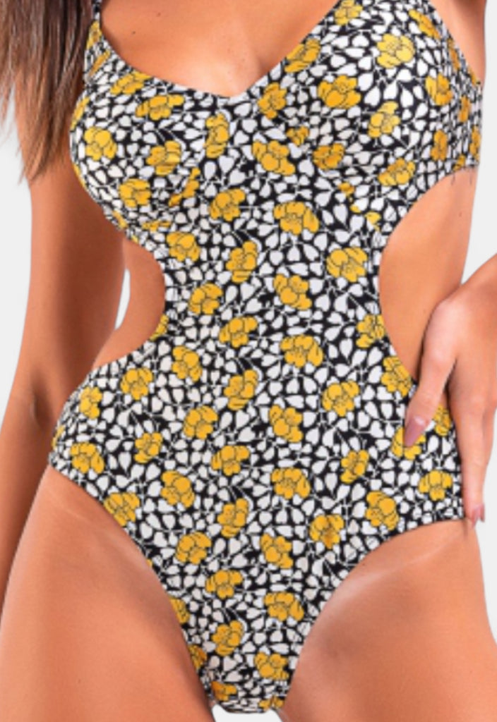 AB Beachwear Baly Swimsuit Floral Yellow Print