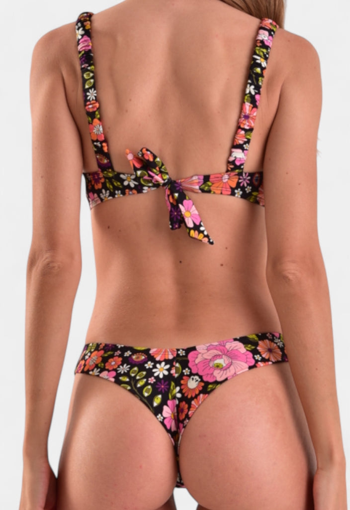 AB Beachwear Baly Bikini Halter Top Black Flower