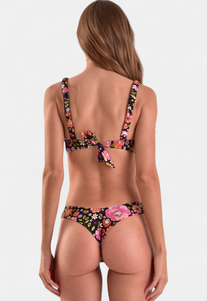 AB Beachwear Baly Bikini Halter Top Black Flower