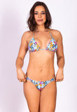 AB Beachwear Bio Bikini Ipanema Triangle Floral Blue Print