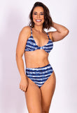 AB Beachwear Bio Bikini Hot Pant Tie Dye Blue Print
