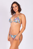 AB Beachwear Bio Bikini Triangle Ripple Floral Blue Print