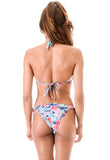 Tropical Floral Triangle Halter Top Bikini