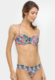 Tropical Floral Bandeau Halter Bikini