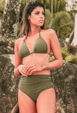 Green Geometric Cutout Bikini
