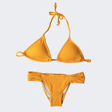 Orange Jacquard Triangle Bikini