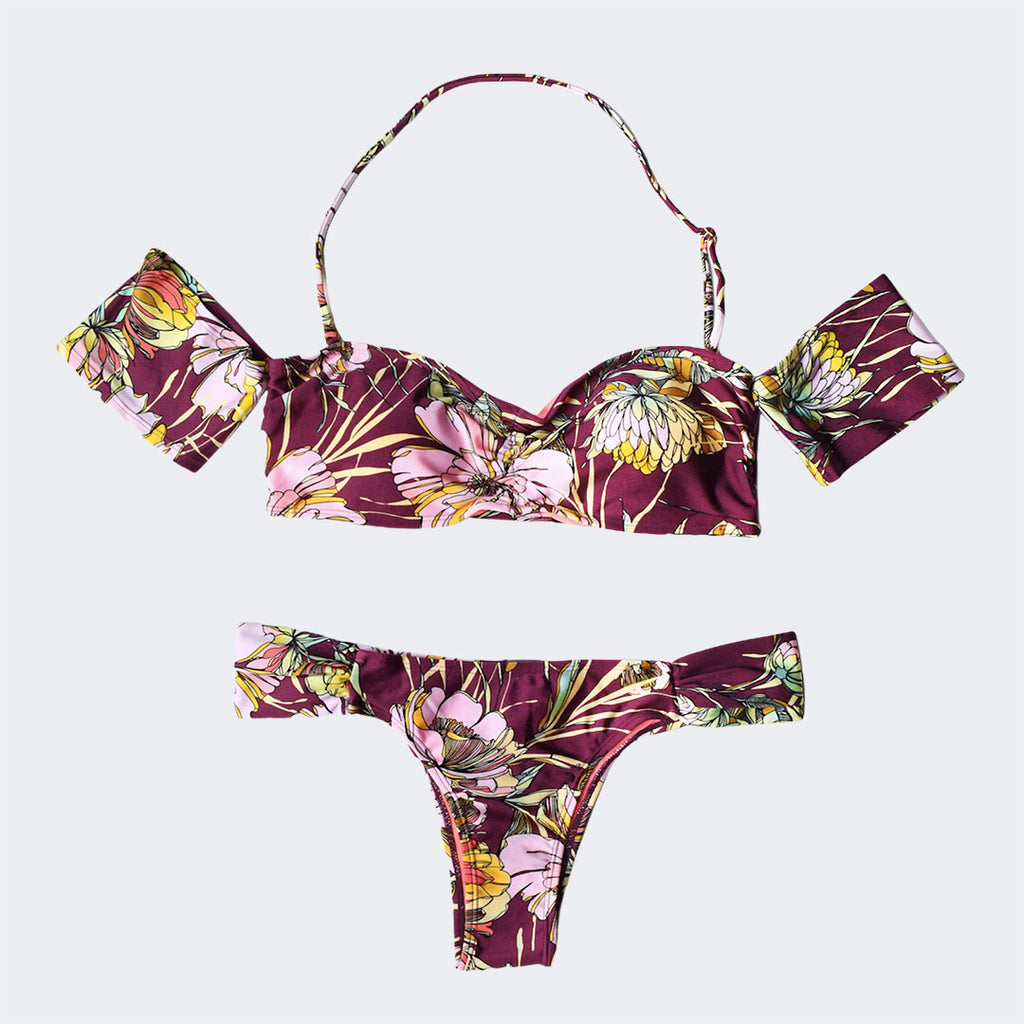 Floral Convertible Off-the-Shoulder Bikini