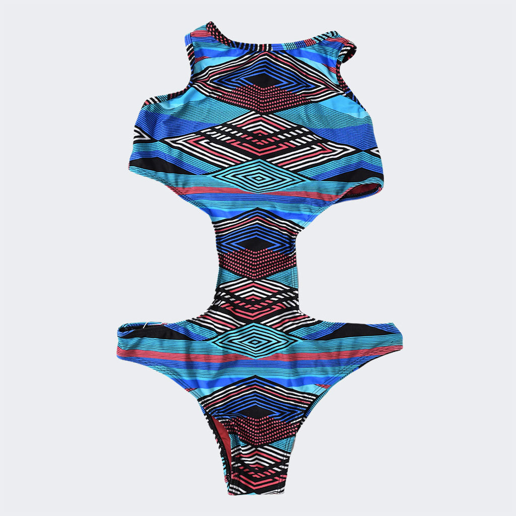 Braided Ethnic Print Monokini Swimsuit