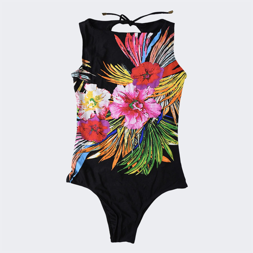Black Bold Floral Swimsuit